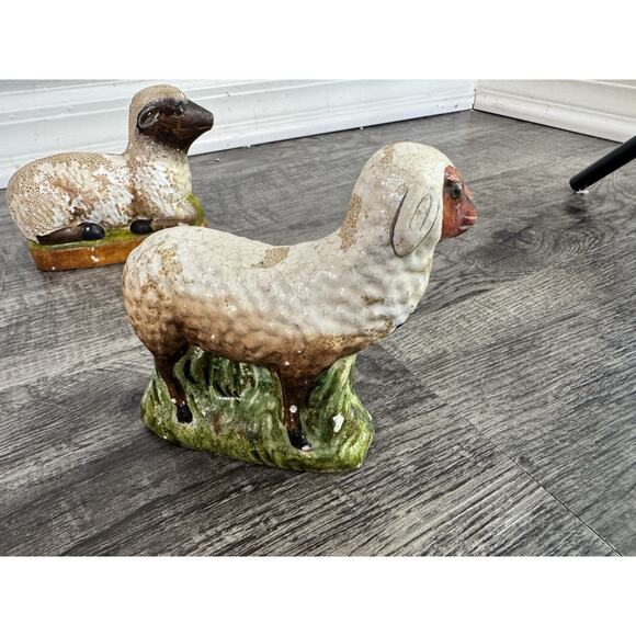 Vaillencourt Folk Art Chalkware Sheep Set #61 #166 #167 1980’s Rustic Primitive - Picture 16 of 16